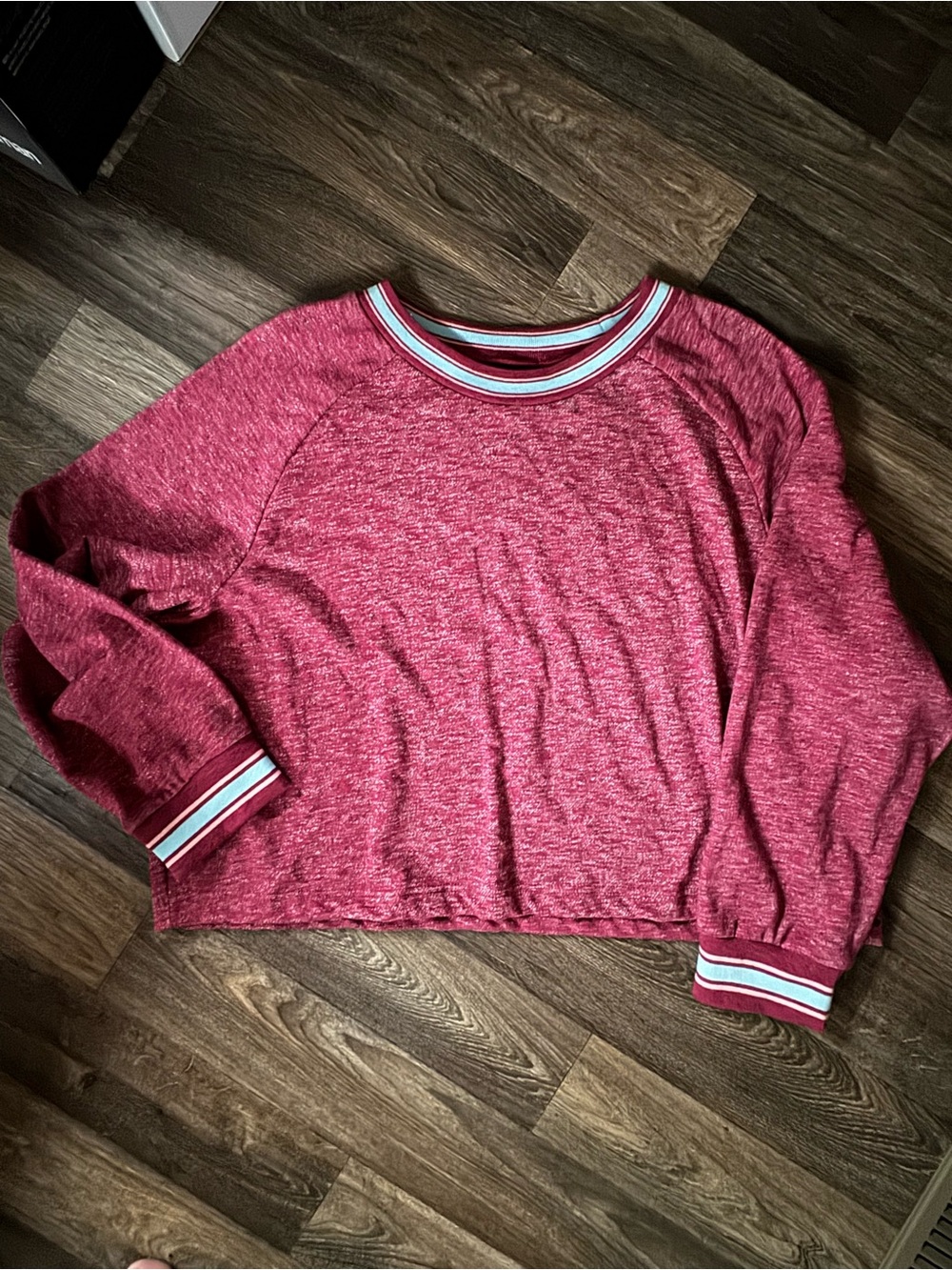 Joe Boxer Maroon and Light Blue Striped Collar Sweatshirt